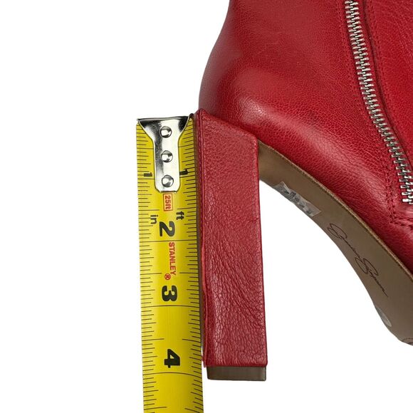 JESSICA SIMPSON Womens Red Timea Pointed Toe Block Heel Leather Booties 5.5 M - Picture 6 of 10